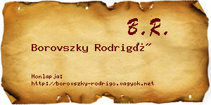 Borovszky Rodrigó névjegykártya